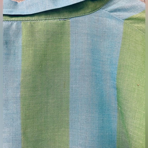Vintage Bill Blass Menswear Robe One Size Green and Blur Striped Cotton - Picture 6 of 7